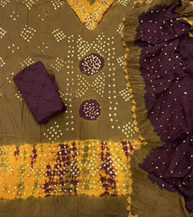Pure Hand Bandhej Cambric Cotton Suit Set - Yanchi