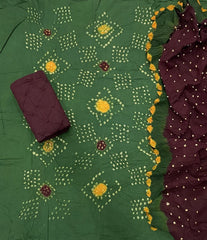 Pure Hand Bandhej Cambric Cotton Suit Set - Yanchi