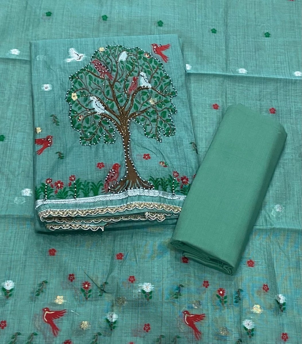 Pure Jamdani suit set with stone work - Yanchi