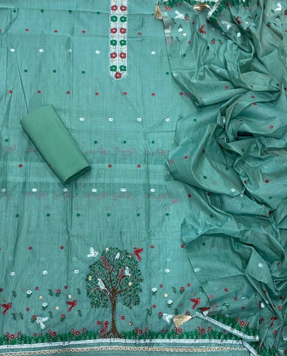 Pure Jamdani suit set with stone work - Yanchi