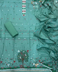 Pure Jamdani suit set with stone work - Yanchi