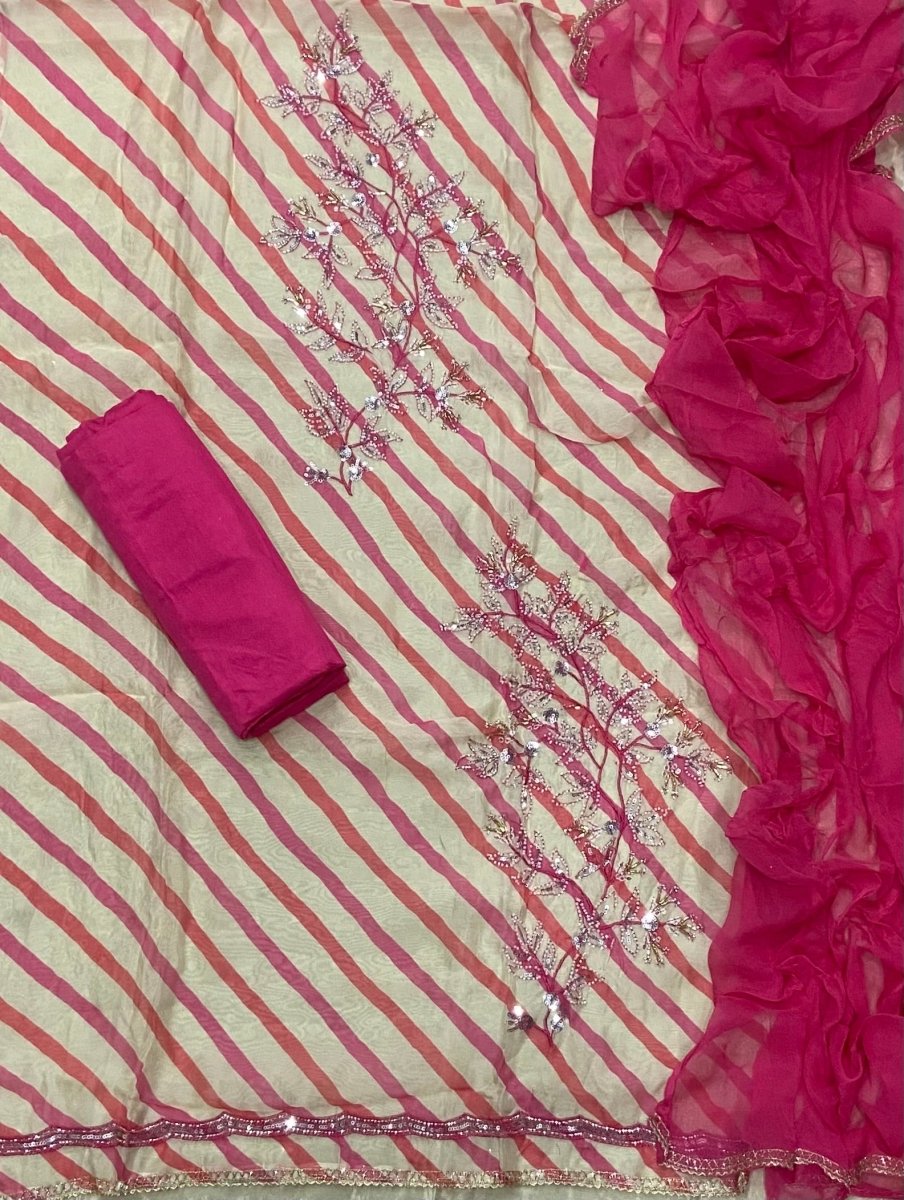 Pure Organza Suit Set with Cutdana & sequence Work - Yanchi
