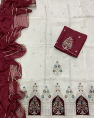 Pure Organza Suit Set with Cutdana & sequence Work - Yanchi