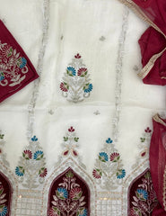 Pure Organza Suit Set with Cutdana & sequence Work - Yanchi