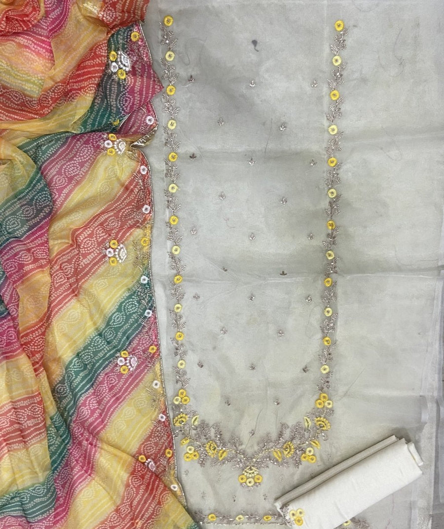 Pure Organza Suit Set with Cutdana & stone and work - Yanchi