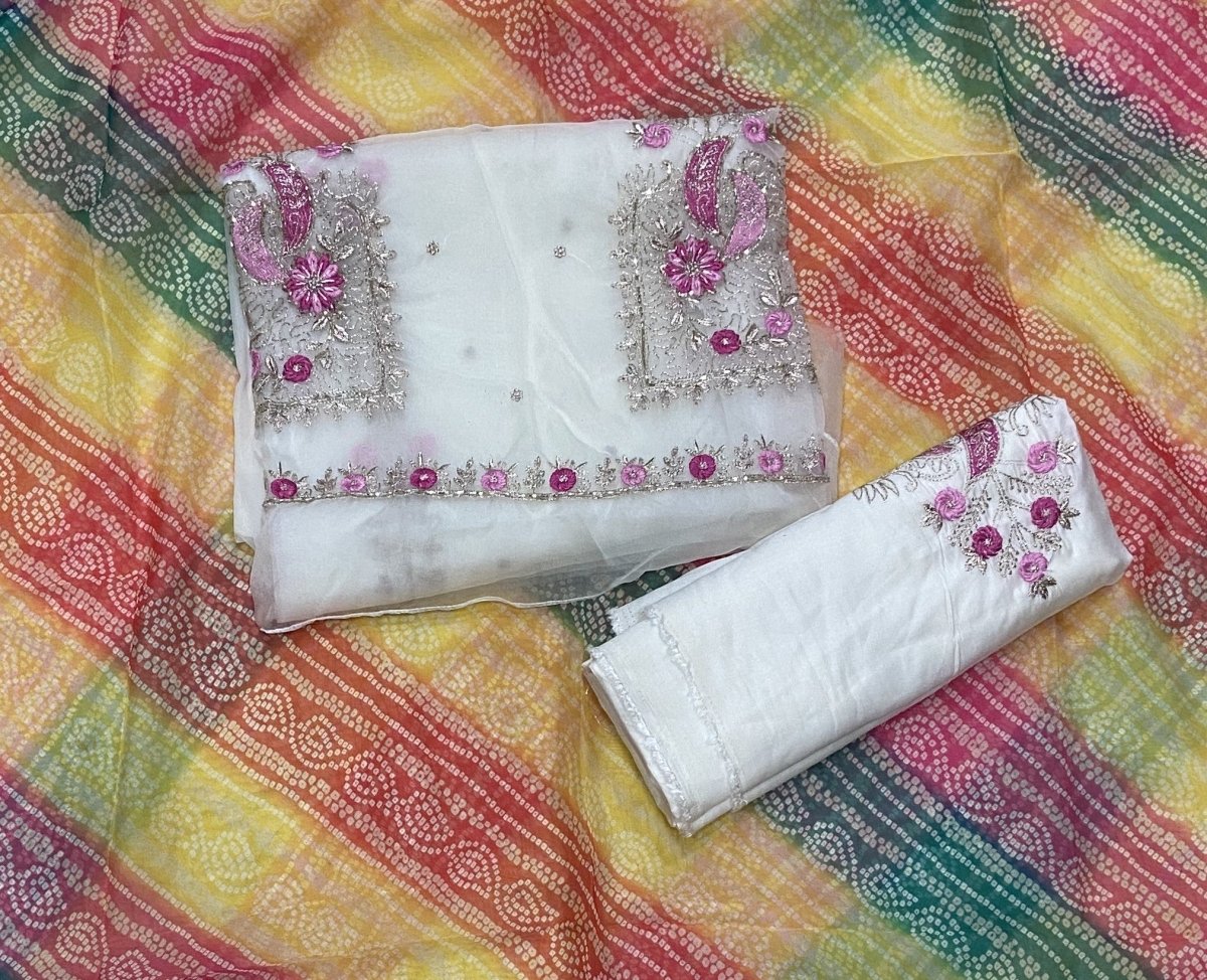 Pure Organza Suit Set with Cutdana & stone and work - Yanchi