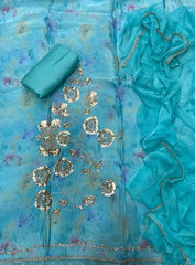 Pure Organza Suit Set with Cutdana & stone and work - Yanchi