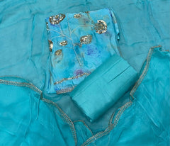 Pure Organza Suit Set with Cutdana & stone and work - Yanchi