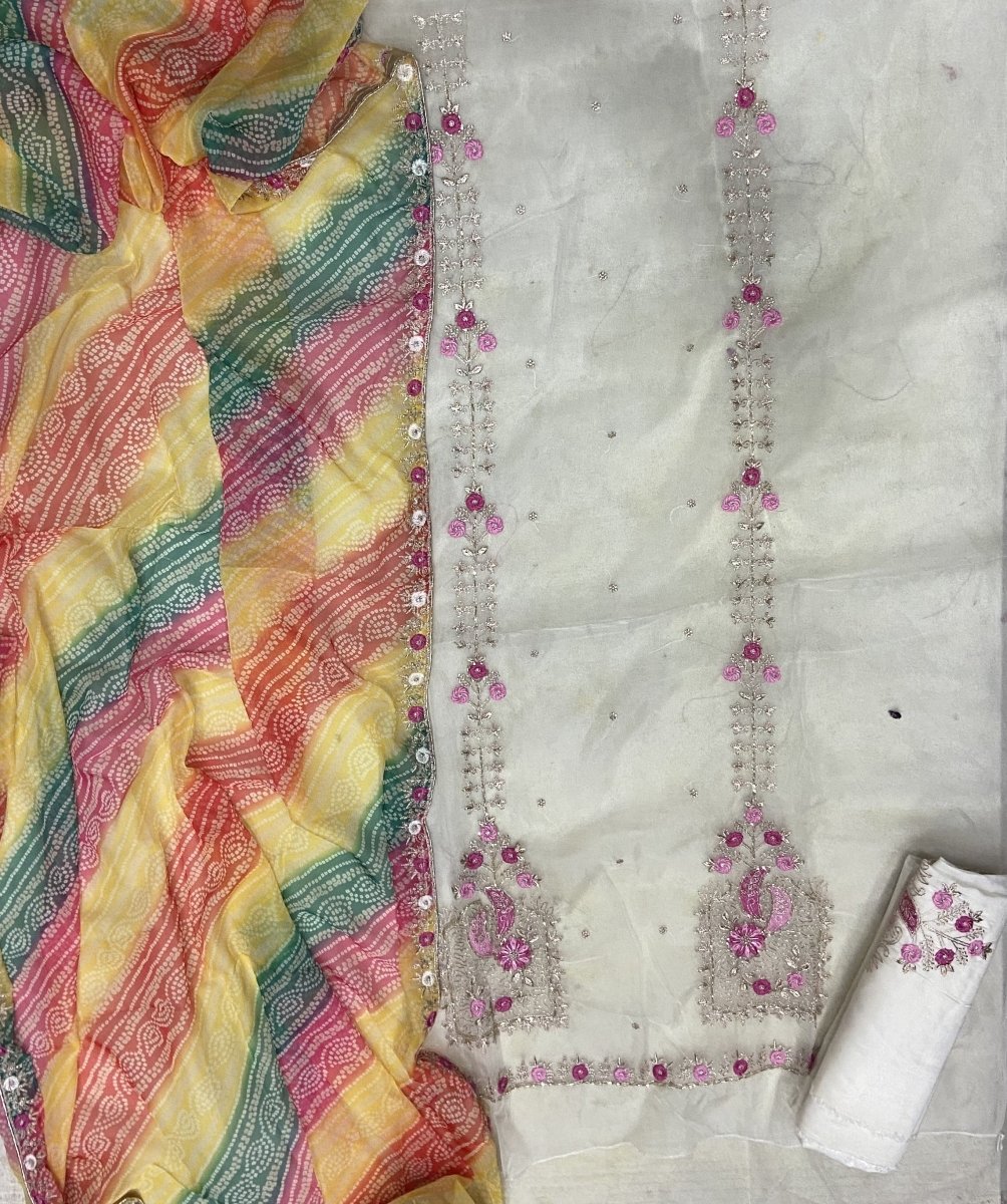 Pure Organza Suit Set with Cutdana & stone and work - Yanchi