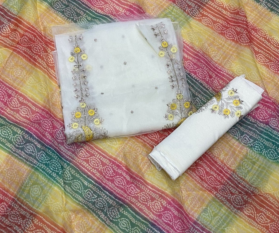 Pure Organza Suit Set with Cutdana & stone and work - Yanchi