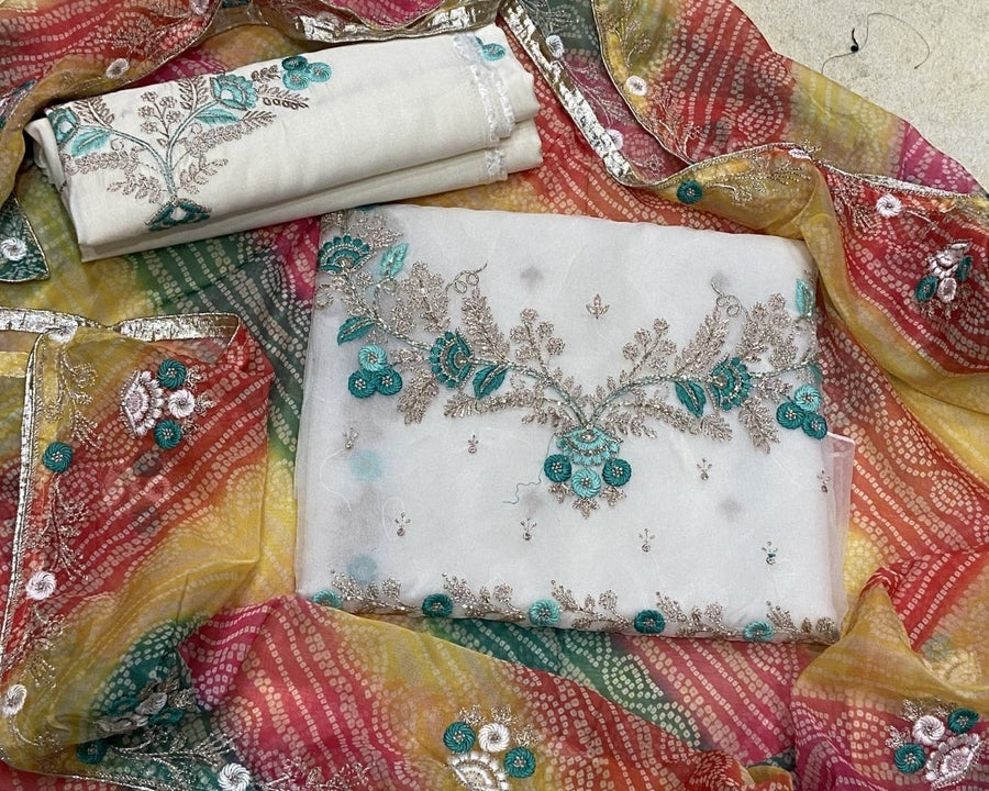 Pure Organza Suit Set with Cutdana & stone and work - Yanchi