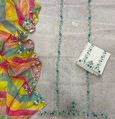 Pure Organza Suit Set with Cutdana & stone and work - Yanchi