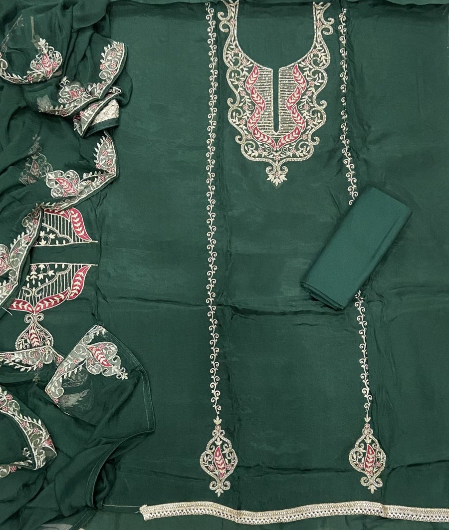 Pure Organza Suit Set with Cutdana & stone and work - Yanchi