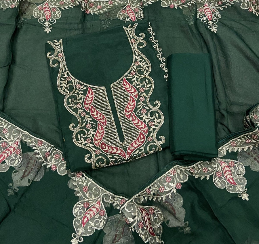 Pure Organza Suit Set with Cutdana & stone and work - Yanchi