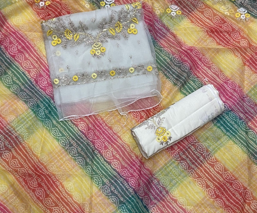Pure Organza Suit Set with Cutdana & stone and work - Yanchi