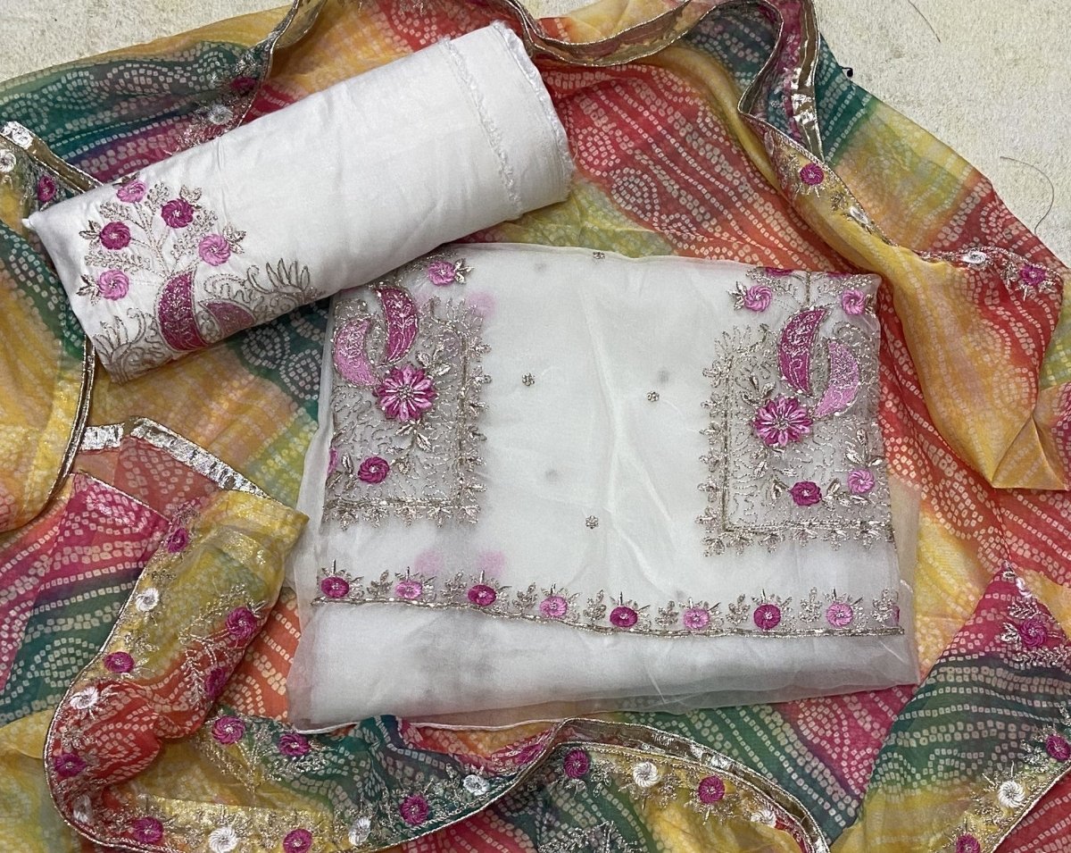 Pure Organza Suit Set with Cutdana & stone and work - Yanchi