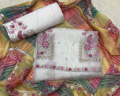 Pure Organza Suit Set with Cutdana & stone and work - Yanchi