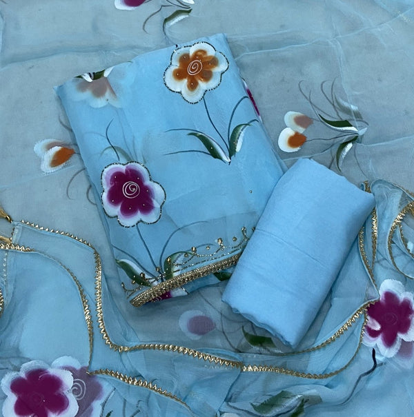 Pure Organza Suit Set with Cutdana & stone Work - Yanchi