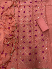 Pure Organza Suit Set with dhaga & sequence Work - Yanchi