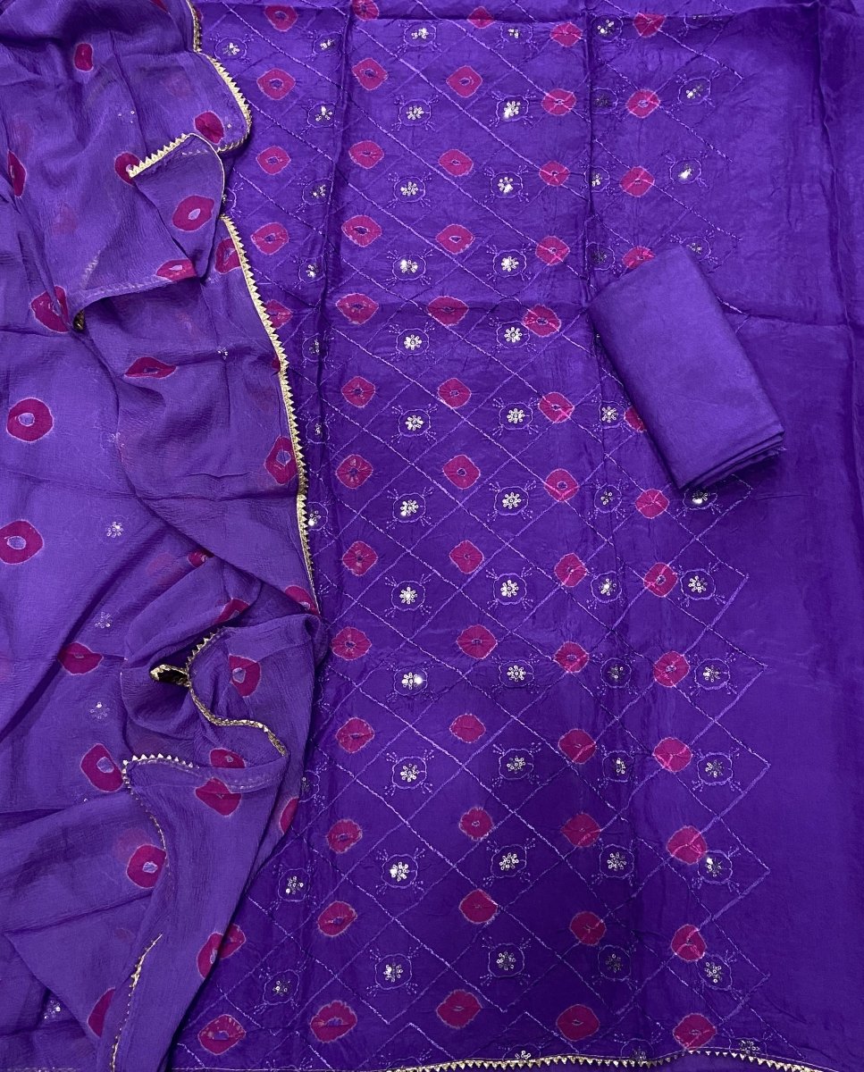 Pure Organza Suit Set with dhaga & sequence Work - Yanchi