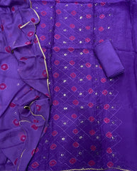 Pure Organza Suit Set with dhaga & sequence Work - Yanchi