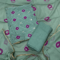 Pure Organza Suit Set with dhaga & sequence Work - Yanchi
