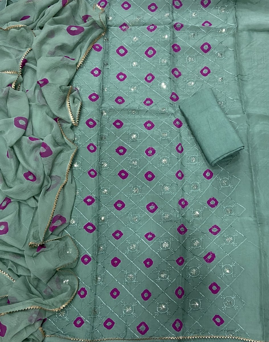 Pure Organza Suit Set with dhaga & sequence Work - Yanchi