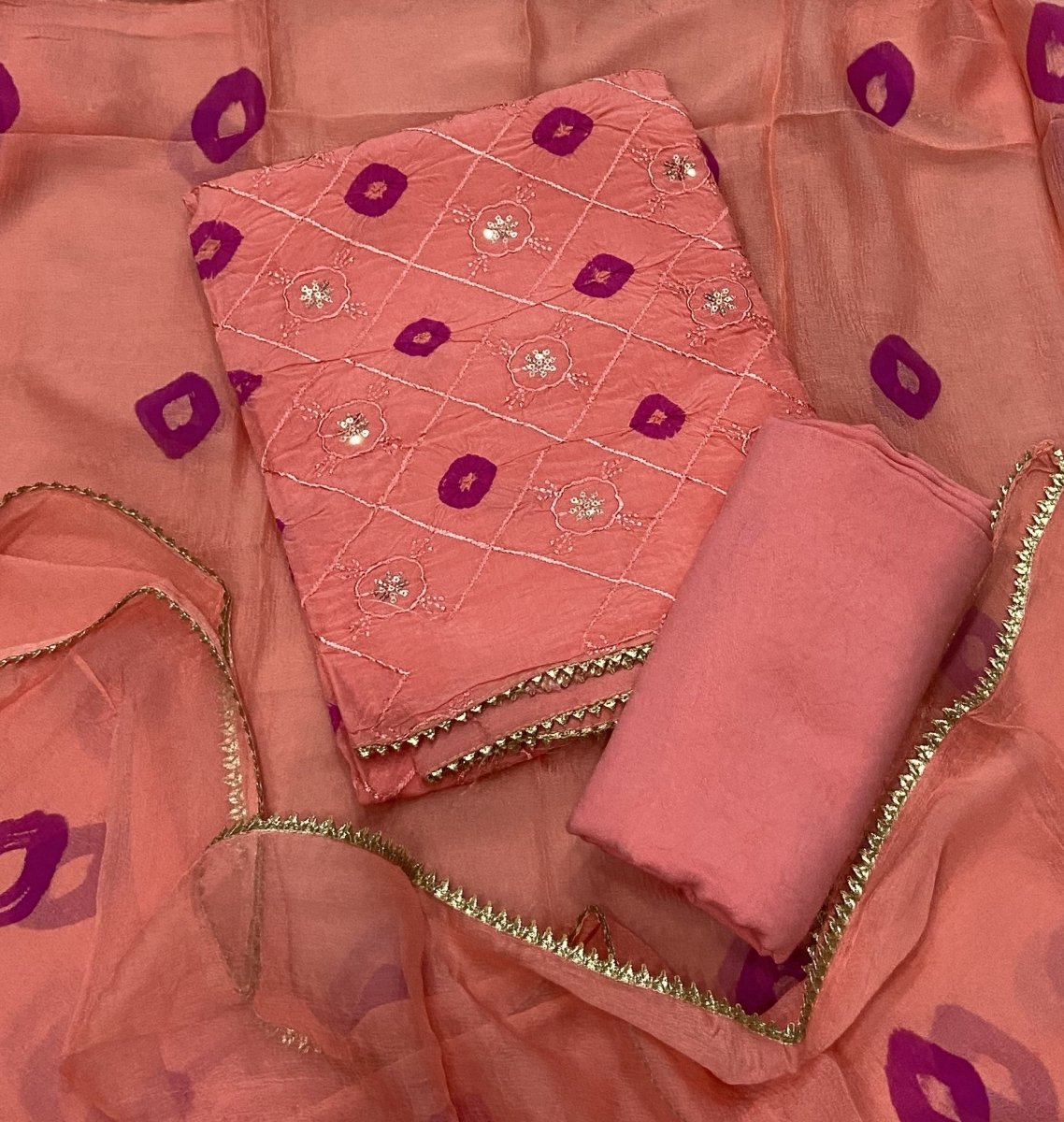 Pure Organza Suit Set with dhaga & sequence Work - Yanchi