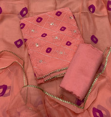 Pure Organza Suit Set with dhaga & sequence Work - Yanchi