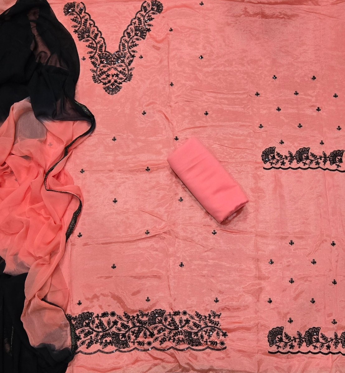 Pure Organza Suit Set with Dhaga & sequence work - Yanchi