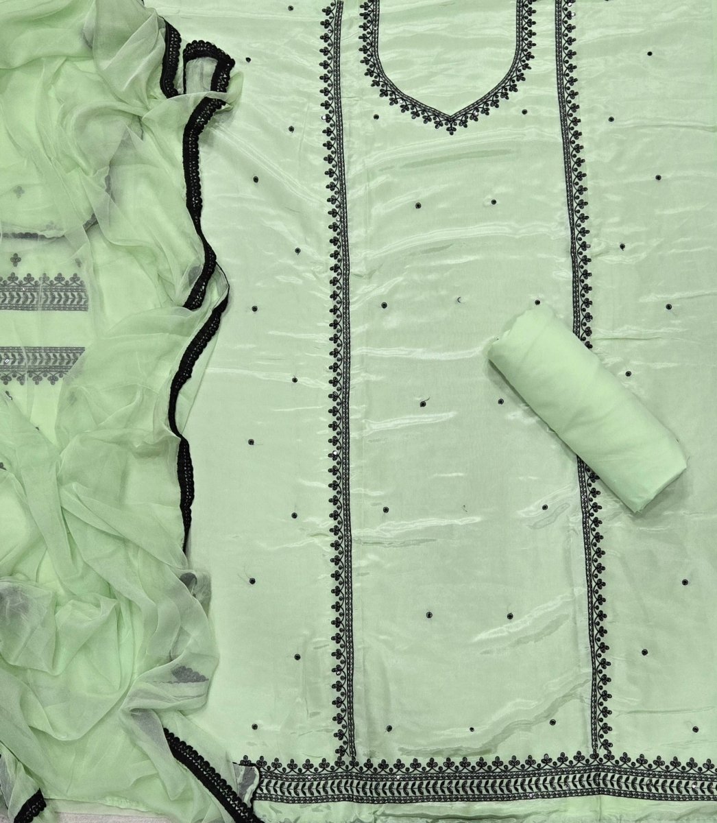 Pure Organza Suit Set with Dhaga & sequence work - Yanchi