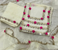 Pure Organza Suit Set with Real mirror & Havy leas work - Yanchi