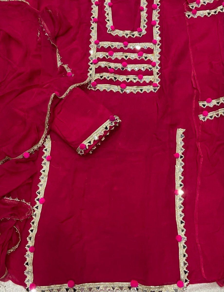 Pure Organza Suit Set with Real mirror & Havy leas work - Yanchi