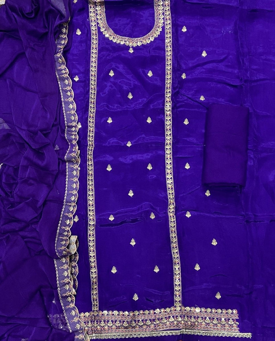 Pure Organza Suit Set with Zari & sequence Work - Yanchi