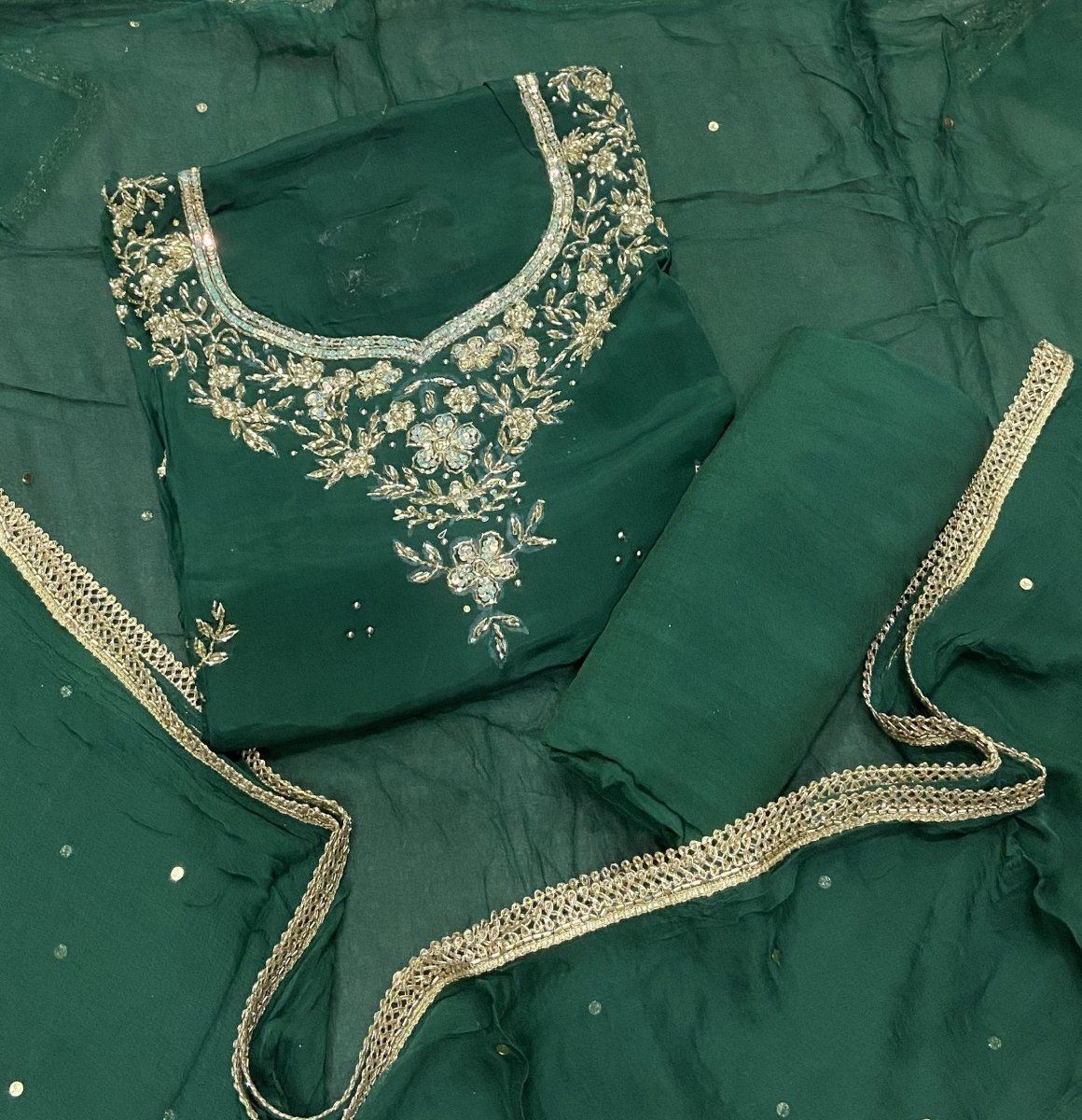 Pure Organza Suit Set with Zari & sequence Work - Yanchi
