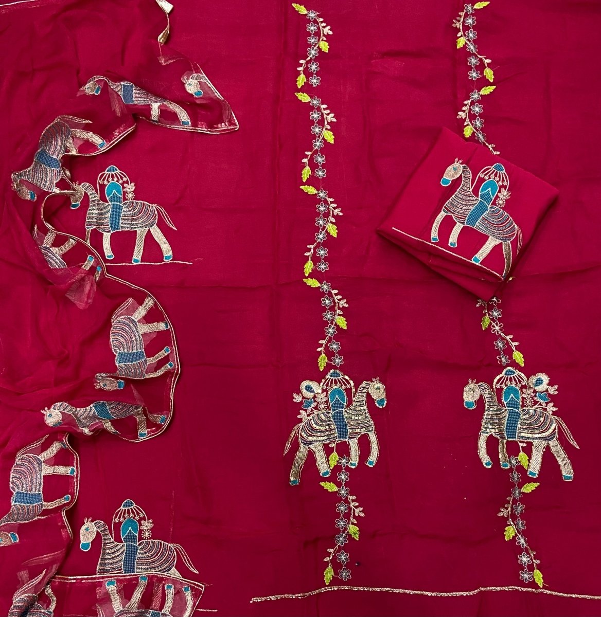 Pure Organza Suit Set with Zari & sequence Work - Yanchi