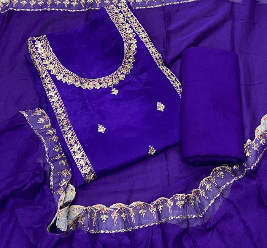 Pure Organza Suit Set with Zari & sequence Work - Yanchi