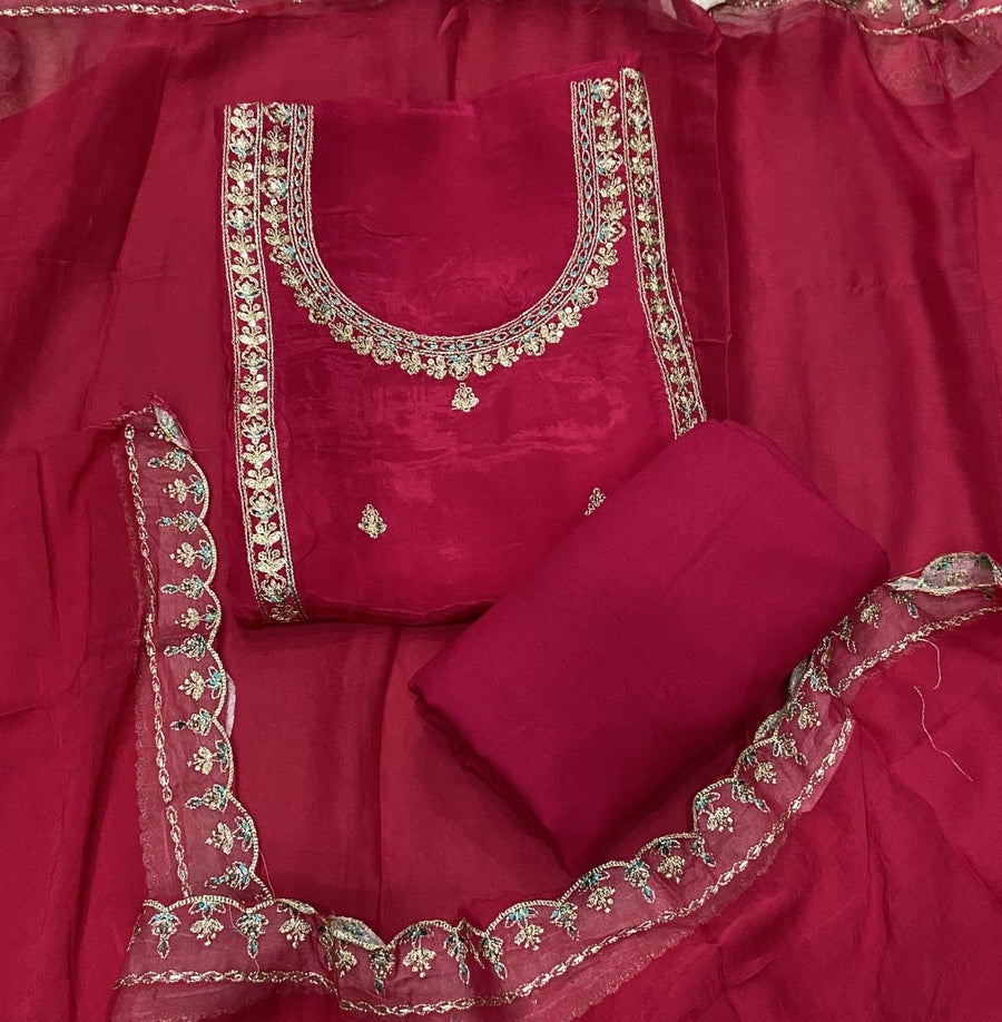Pure Organza Suit Set with Zari & sequence Work - Yanchi