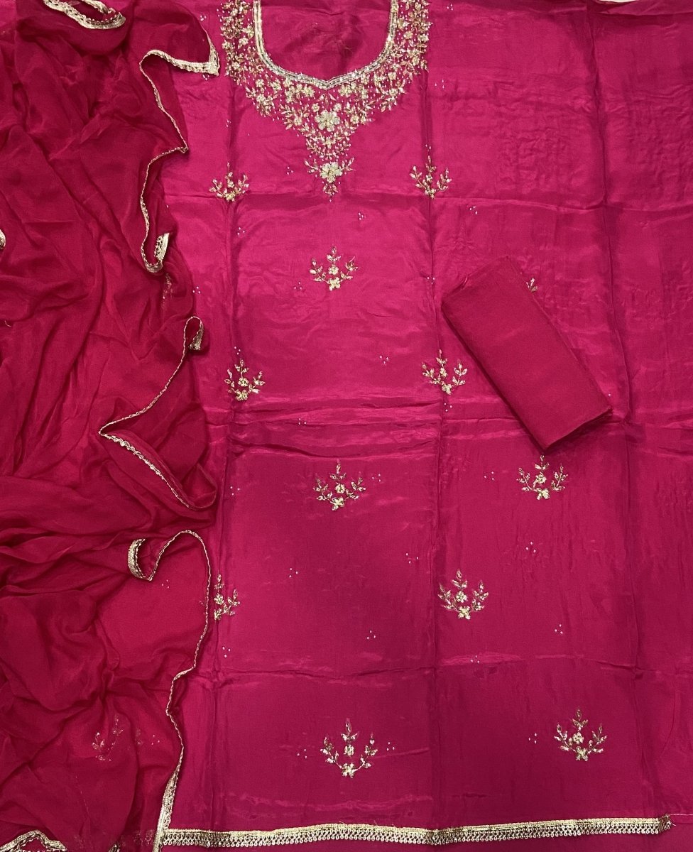 Pure Organza Suit Set with Zari & sequence Work - Yanchi