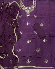 Pure Organza Suit Set with Zari & sequence Work - Yanchi