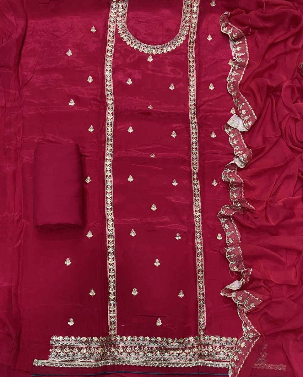 Pure Organza Suit Set with Zari & sequence Work - Yanchi