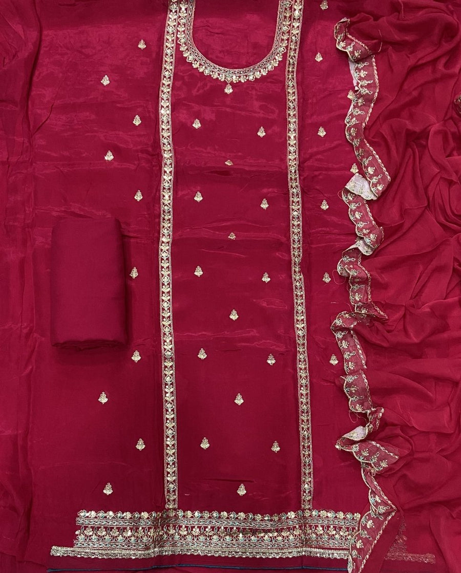 Pure Organza Suit Set with Zari & sequence Work - Yanchi