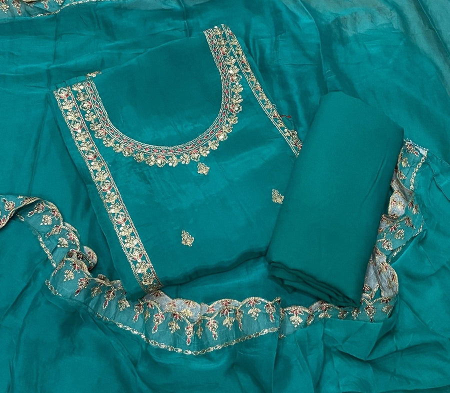 Pure Organza Suit Set with Zari & sequence Work - Yanchi