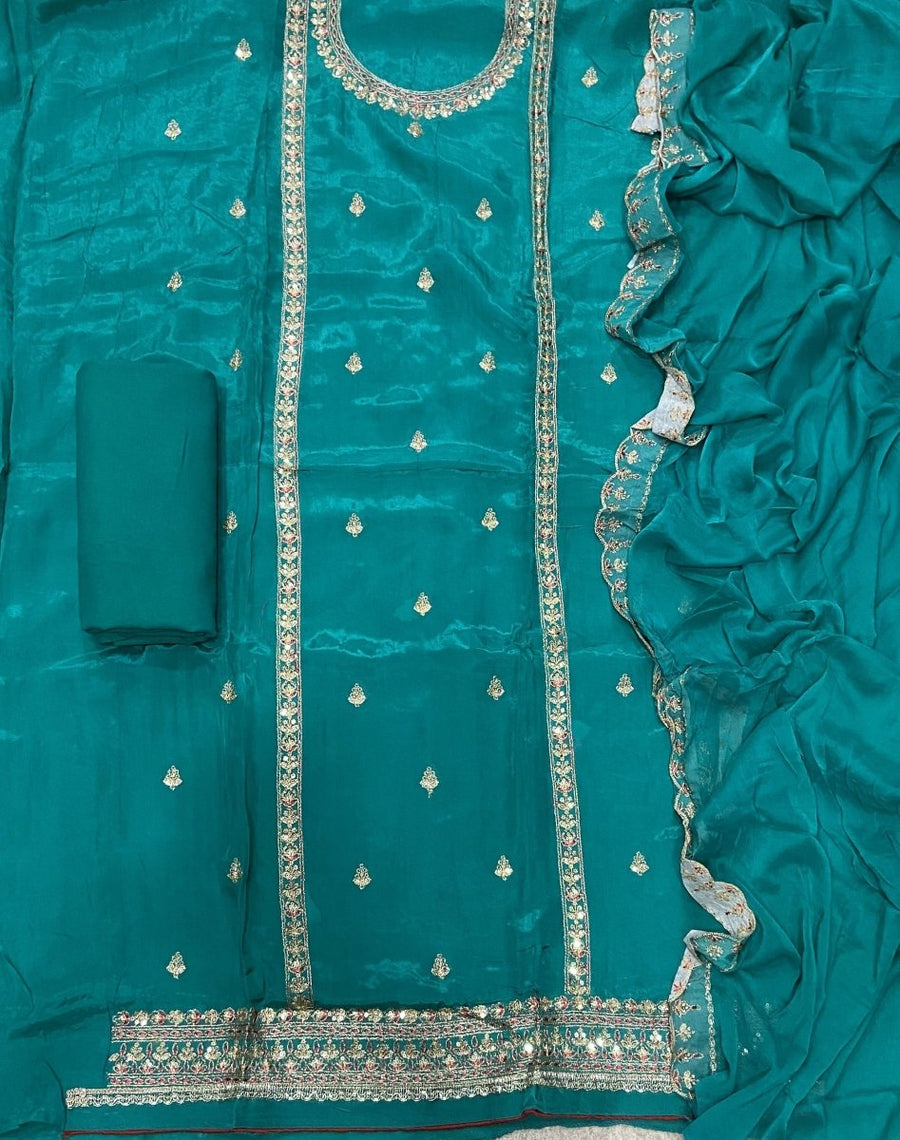 Pure Organza Suit Set with Zari & sequence Work - Yanchi
