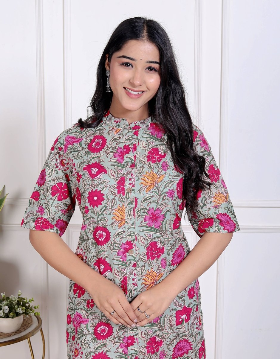 Pure Sanganeri Cotton Long Co - ord Set - Yanchi