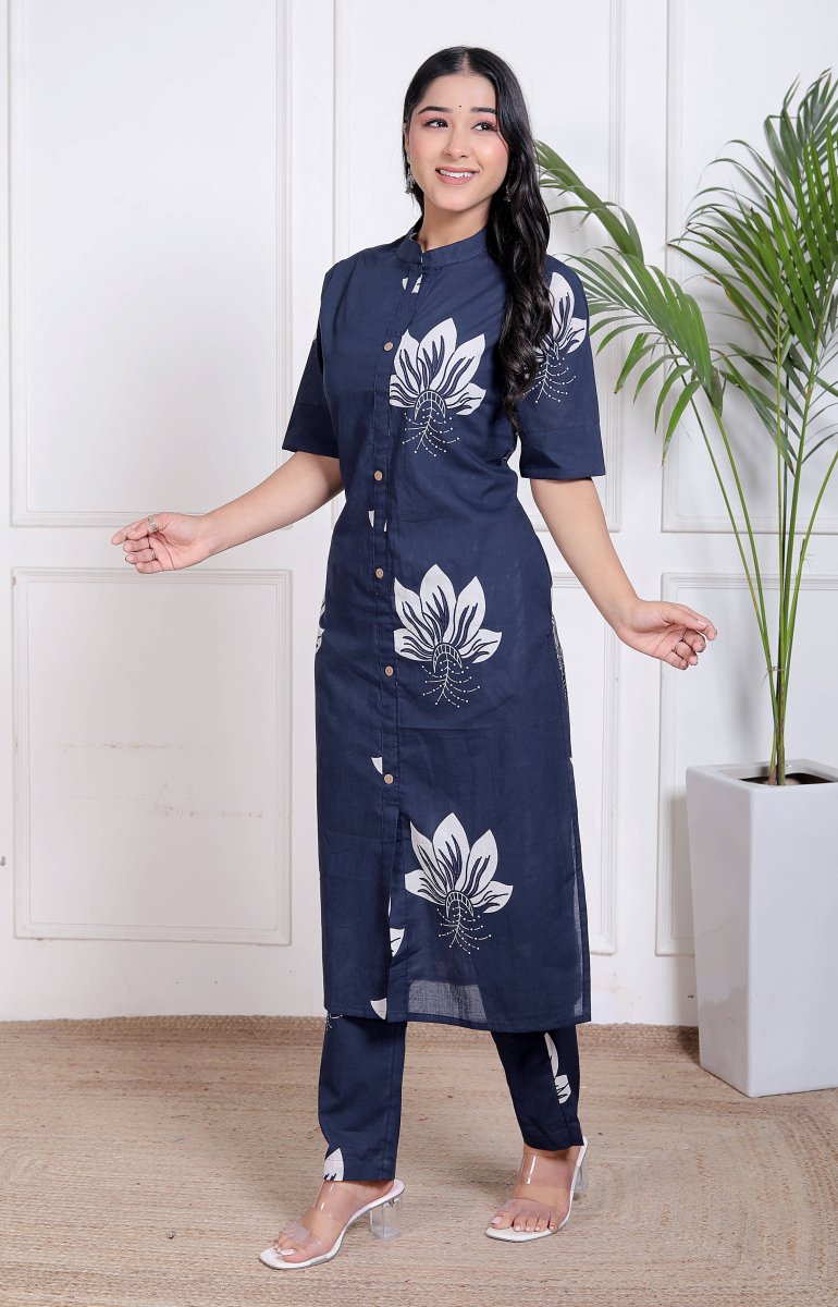 Pure Sanganeri Cotton Long Co - ord Set - Yanchi