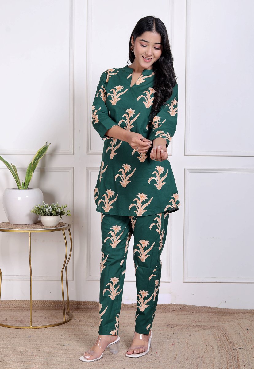 Pure Sanganeri Cotton Long Co - ord Set - Yanchi
