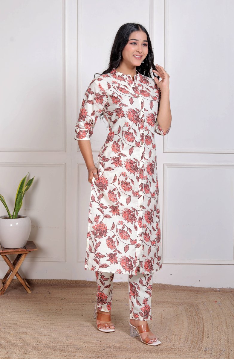 Pure Sanganeri Cotton Long Co - ord Set - Yanchi