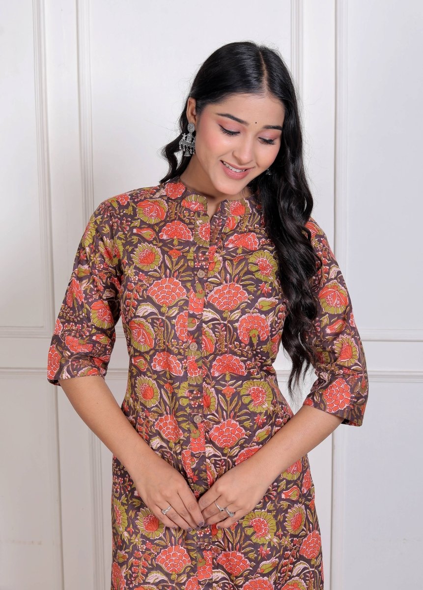 Pure Sanganeri Cotton Long Co - ord Set - Yanchi