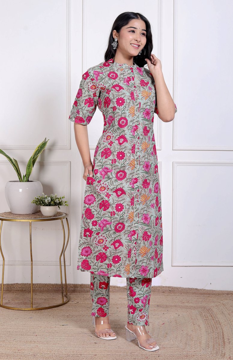 Pure Sanganeri Cotton Long Co - ord Set - Yanchi
